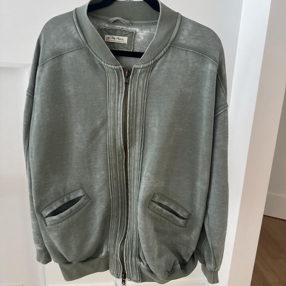 Free people green zip up jacket